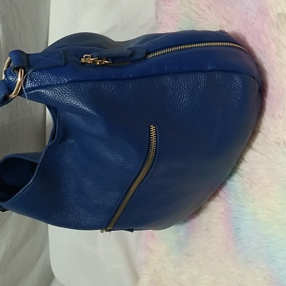 Authentic Laggo Genuine Blue Leather Hobo Shoulder Bag - Picture 3 of 16